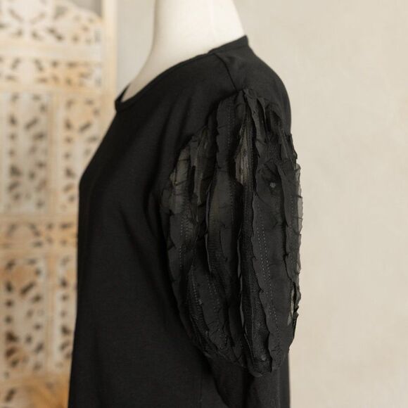 On Twelfth Black‎ Lace Sleeve T-Shirt Dress size L - Picture 5 of 10